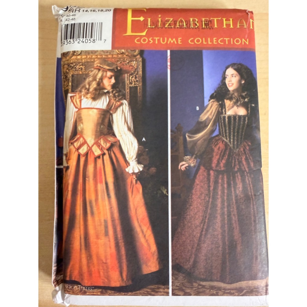 UNCUT Simplicity 9256 Sewing Pattern Size RR 14-20 Elizabethan Gown Renaissance
